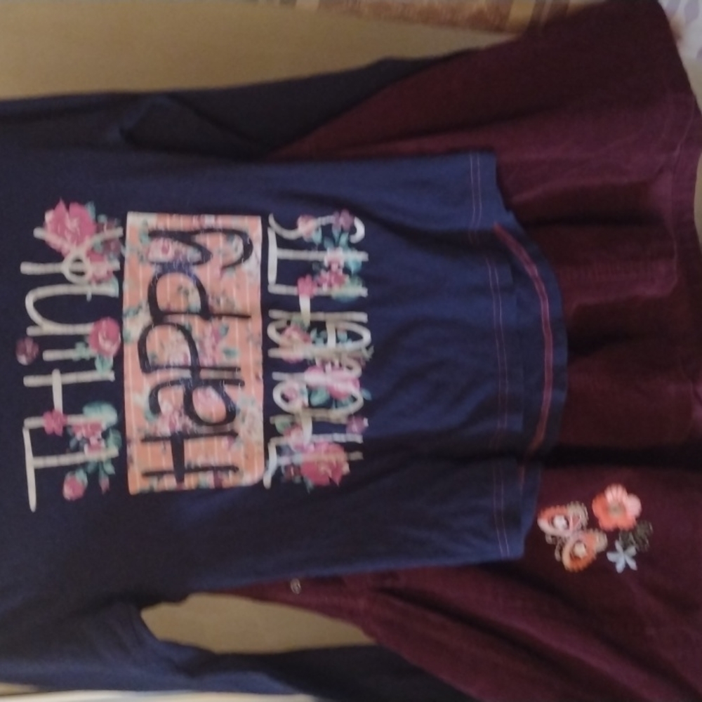 Girls Outfit Corduroy Skirt Size 16 With think happy thoughts long sleeve top